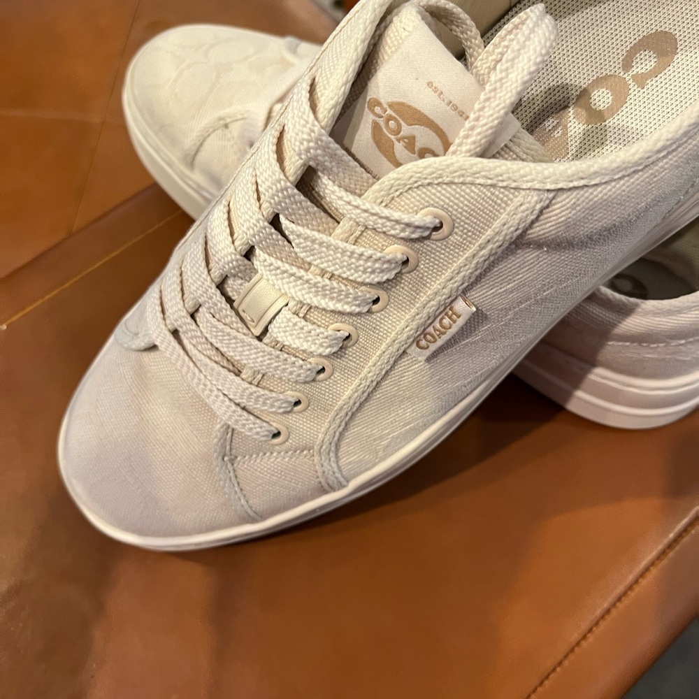 Men's Coach Canvas Sneaker In Signature Jacquard chalk Chalk CAP 74 new - Picture 8 of 12